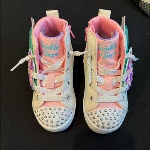 Skechers Twinkle Toes Light-Up Sneakers - Pink and White